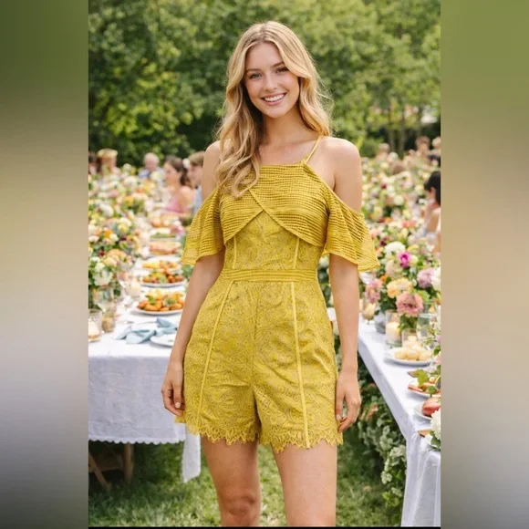 Anthropologie A Devyn Rae EMBROIDERED ROMPER size L - Picture 1 of 16